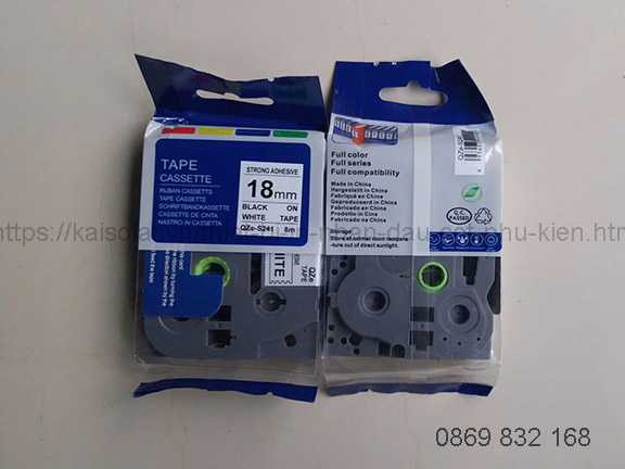 Nhãn in rộng 18mm, dài 8m, chữ đen trên nền trắng siêu dính dùng cho máy Brother